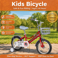 Vélo Enfant Personnalisé avec Logo d'Usine, Cadre en Acier Premium Sûr, Monovitesse, Roues d'Apprentissage, Panier, Porte-Bagages Arrière, Selle Réglable, Antidérapant