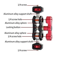 Bras articulé en alliage d'aluminium personnalisé à angle réglable avec double rotule et vis 1/4, compatible avec moniteur et éclairage d'appoint