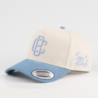 Casquette Snapback Personnalisable Homme Femme Broderie 3D Bicolore Crème Bleu Clair Streetwear Structurée Style Baseball