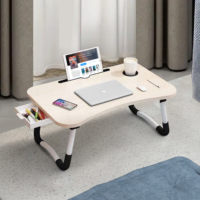 Table Pliante et Portable en Bois pour Ordinateur Portable, Plateau de Lit, Bureau d'Étude à Domicile