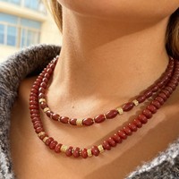 Collier en acier inoxydable au design original et tendance, perles en résine, accessoire géométrique superposé élégant pour femme, collection automne