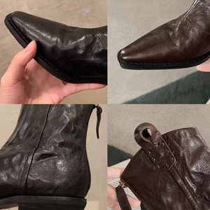 Botas Retro de Otoño-Invierno para Mujer, Diseño Personalizado, Ajustadas, con Punta en Pico, Tacón Grueso, Estilo Occidental, con Cordones - Product Image 5