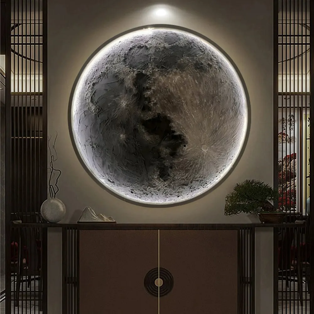 3D lampada da parete tridimensionale in rilievo luna soggiorno portico da appendere a parete circolare luna luce decorativa parete interna arte della parete