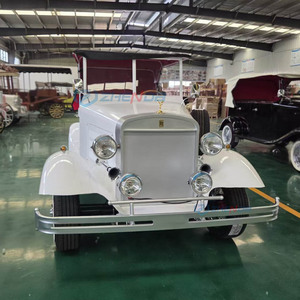 Auto Clásico Americano de Lujo, Auto Eléctrico Clásico de Aleación Vintage para Adultos, Autobús Clásico Blanco con Parasol - Product Image 6