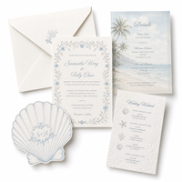 Suite d'invitations de mariage sur le thème de l'océan personnalisée, papier fantaisie, détails estampés à chaud, inserts de style plage, enveloppe premium