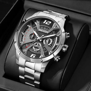 <span class=keywords><strong>MEGIR</strong></span> 2221 vente en gros personnalisé hommes horloge bas <span class=keywords><strong>prix</strong></span> bracelet en acier inoxydable résistant à l'eau date affichage stockage <span class=keywords><strong>montre</strong></span> de sport - Product Image 5
