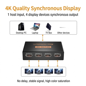 ตัวแยกสัญญาณ <span class=keywords><strong>HDMI</strong></span> Justlink UHD 4K 2K <span class=keywords><strong>1</strong></span> เข้า <span class=keywords><strong>4</strong></span> ออก UHD 3D ตัวกระจายสัญญาณวิดีโอแบบโลหะ <span class=keywords><strong>4</strong></span> พอร์ต สำหรับทีวี จอภาพ โปรเจคเตอร์ - Product Image 3