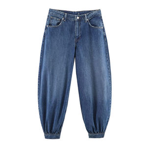 Pantalones Cargo de Mezclilla con Cordón Ajustable a la Cintura, Color Sólido, Casuales y Transpirables para Mujer, Primavera 2026, Nueva Moda ZATRHMBM - Product Image 1