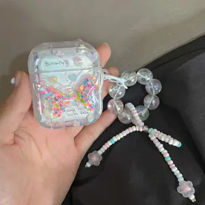 Papillon sables mouvants 3d mignon fleur amour boîte de charge sans fil pour <span class=keywords><strong>apple</strong></span> airpods 1 2 pro 3 2e étui pour écouteurs - Product Image 2