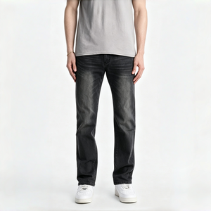 Jean en denim vintage élégant à taille basse et coupe droite, avec poches classiques et fermeture éclair, idéal pour le style streetwear, le hip-hop, le punk et le quotidien. - Product Image 3