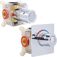 NPYSVSSS Robinet mélangeur thermostatique à bouton-poussoir bidirectionnel pour douche, moderne, encastré mural, 2 sorties, en laiton et acier inoxydable
