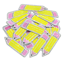 Patchs thermocollants brodés à paillettes et scintillants, personnalisables, multi-formes (t-shirt, chapeau d'enseignant), pour vêtements d'été