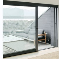 Fenêtre coulissante en aluminium avec verre trempé à isolation thermique, ouverture automatique, design postmoderne, ouverture verticale, pour balcon