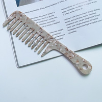 CHUJIAN Trendiger Handgefertigter Umweltfreundlicher Marmor-Textur Acetat-Haarkamm Antistatischer Geometrischer Griff Styling-Haarbürste für Frauen