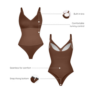 Hexin Groothandel Naadloze Ademende Full Body Shapewear Voor Dames Met Hoge Taille Ingebouwde Bh Taille En Buikcontrole String Bodysuit - Product Image 3