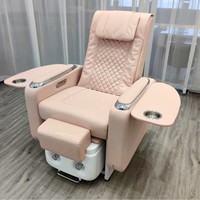 Fauteuil de pédicure spa électrique de luxe rose avec bassin LED, jets de massage et station VIP inclinable électrique