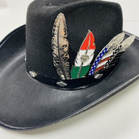 Özel sıcak satış büyük kalın çizgili amerikan yapımı şapka tüy Metal rozeti yumuşak emaye şapka pimleri ile kovboy şapkası Metal tüy