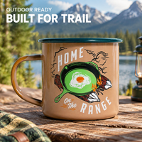 Mug Kopi Vintage dari Batu Keramik dengan Tepi dan Pegangan Hijau Bergulung untuk Minuman Mahasiswa di Asrama, Luar Ruangan, Grosir, Cangkir Hadiah