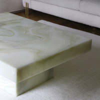Table basse en marbre onyx vert rectangulaire moderne haut de gamme SH STONE, taille personnalisable, meubles de salon