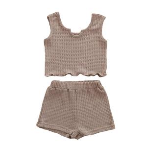 Ensembles d'été pour filles 2022, ensembles de vêtements pour filles, débardeur sans manches uni et short, ensemble 2 pièces - Product Image 4