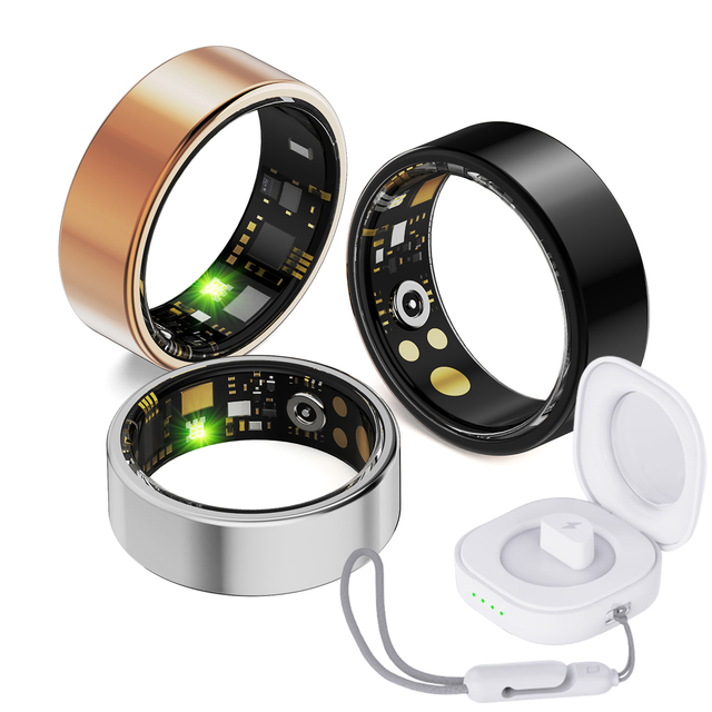 R11M Stainless Steel Smart Ring Men's Female's Health Tracker Heart Rate Blood Pressure Monitoring Android Magnetic Charging 5