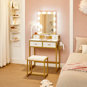 <span class=keywords><strong>VASAGLE</strong></span> Table de toilette de luxe en gros avec miroir de maquillage à 10 lumières <span class=keywords><strong>LED</strong></span> et tiroirs - Product Image 1