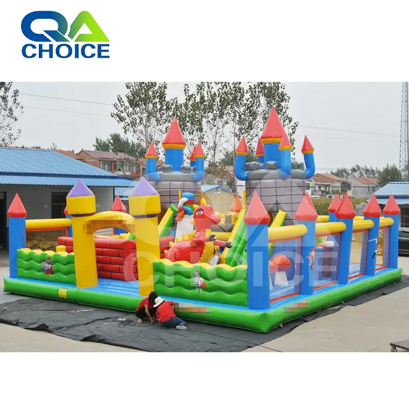 Large 10x10m Outdoor Inflatable Bouncy Castle Dinosaur Jumping Bouncer Playground For Children