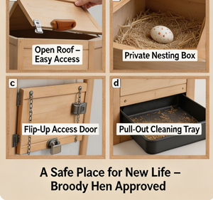 <span class=keywords><strong>Poulailler</strong></span> et niche pour animaux de compagnie en bois massif, écologique et durable, pour poules pondeuses, petite cage à volailles avec espace de nidification et plateau extractible - Product Image 2