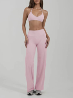 Ensemble de sport personnalisé avec logo pour femme : soutien-gorge de sport et leggings évasés pour le yoga, le fitness et la gym 2026
