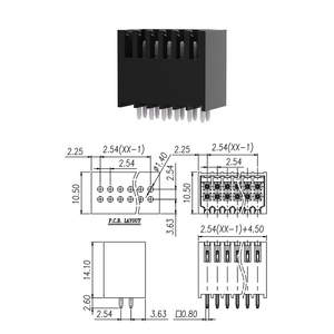 Bloc de bornes à ressort sans vis à double couche, pas de 2,54 mm, pour câblage électrique rapide, <span class=keywords><strong>bornier</strong></span> FPS0.5-254-28 - Product Image 4