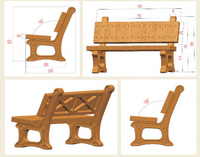 Park Bench Mould for Garden Path Landscape Project Concrete Seating Mold Wood Grain Panel Mold for Public Walk and Promenade