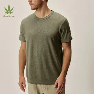 Maglietta di canapa personalizzata vestiti di canapa sostenibili maglietta da uomo di bambù maglietta classica di bambù di canapa ecologica girocollo da uomo