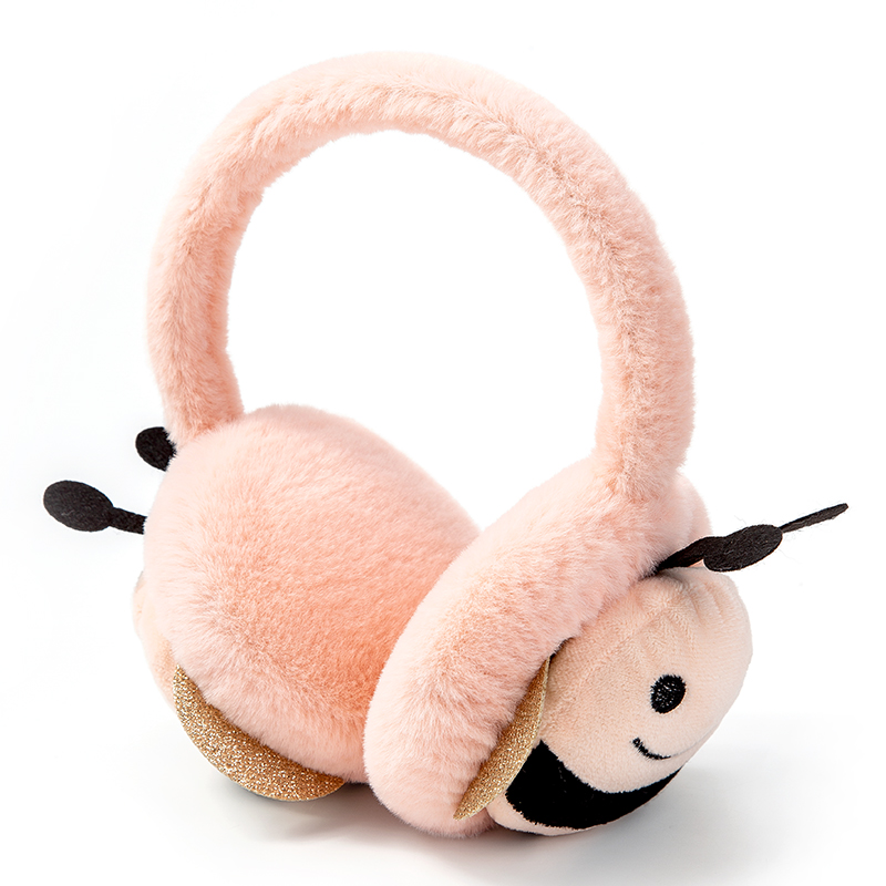 Cartoon Bee Pattern Fluffy Earmuffs Headband Style Ear Warmer Plush Cute Ear Protection