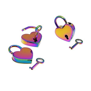Замок в форме сердца мини-замок из цинкового сплава для ноутбука Радужный цвет - Product Image 4