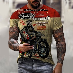 Evertop OEM/ODM Custom logo Men's Hip Hop <strong>Motorbike</strong> Digital Knitted Printed Short Sleeve Sublimation T-Shirt - Product Image 5