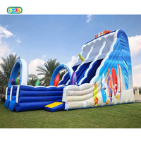 Tobogán acuático inflable comercial con piscina, barato