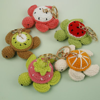 Handgemaakte gehaakte fruit-schildpad schattig gebreid watermeloen sinaasappel kiwi aardbei schildpad hanger tas hangende ornament