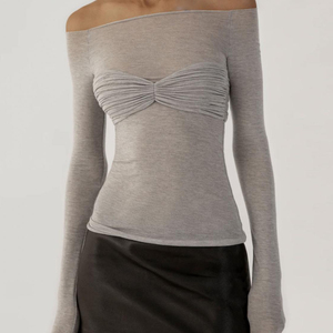 Spring and Summer Light Sheer Off Shoulder Women's Long Sleeve T-Shirt <b>Top</b> Fashion - Product Image 5