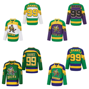 Mighty Ducks pour hommes # 96 Conway # 99 banques # 33 Greg <span class=keywords><strong>Goldberg</strong></span> 100% Polyester Vêtements Hip Hop des années 90 Jersey de Hockey sur Glace Brodé - Product Image 1