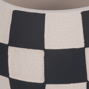 Vaso per Fiori Moderno Rotondo a Scacchiera, Fioriera Decorativa per Arredamento Casa, Design con Motivo Grafico - Product Image 4