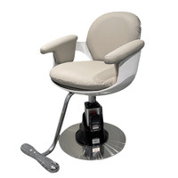 Fauteuil de Barbier Moderne Simple en Acier Inoxydable et Cuir Synthétique avec Repose-Pieds Réglable, Garantie 1 An pour Usage Commercial