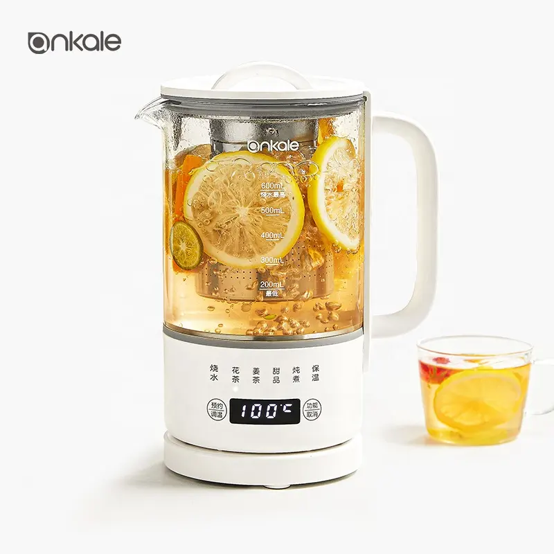 Ankale cấp thực phẩm thủy tinh điện chai 0.6L 220V có thể điều chỉnh nhiệt độ trắng ấm đun nước điện nước sôi du lịch trà Maker