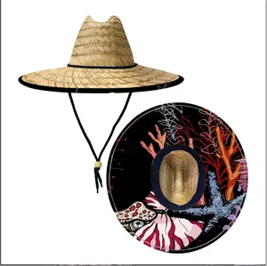 메이커의 도매 로고 해변 양산 파나마 인명보호대 밀짚모자 속이 풀 디지털 인쇄 스티커 · 옷감 모자