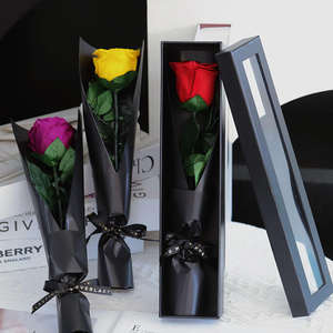 Rosa Eterna Preservata in Scatola Regalo con Finestra in PVC Nero, Fiore Fresco Duraturo per Regali di San Valentino e Compleanno - Product Image 2
