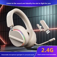 Casque de jeu sans fil supra-auriculaire avec LED RGB, ANC, étanche IPX5 et micro intégré pour diffusion en direct d'e-sport et bureau, compatible Bluetooth 6.0