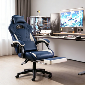 Chaises de Gamer Bleues en Gros au Meilleur Prix - <span class=keywords><strong>Black</strong></span> <span class=keywords><strong>Friday</strong></span> - Angle Réglable - Pivotant à 360 Degrés - Chaise de Jeu avec Repose-Pieds - Product Image 1