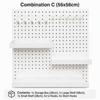 Organisateur de bureau modulaire en métal perforé pour espace de travail, en acier laminé à froid robuste, support mural magnétique pour rangement et présentation