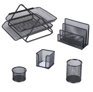 High Quality Wholesale Supplier Desktop Metal Mesh Office Stationery Sets
