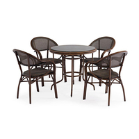 Fauteuils de bistrot modernes en aluminium noir et blanc, style parisien, pour terrasse, jardin, extérieur, café, salle à manger, cour.
