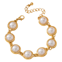 Bracelet en alliage plaqué or avec imitation de perles baroques vintage, bijoux élégants et à la mode de style bohème, accessoires haut de gamme